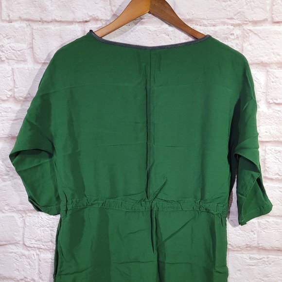 Zara Emerald Green Half Sleeve Drawstring Waist Casual Dress - Picture 9 of 12